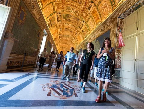 Small group walking into the Vatican Museums before opening hours